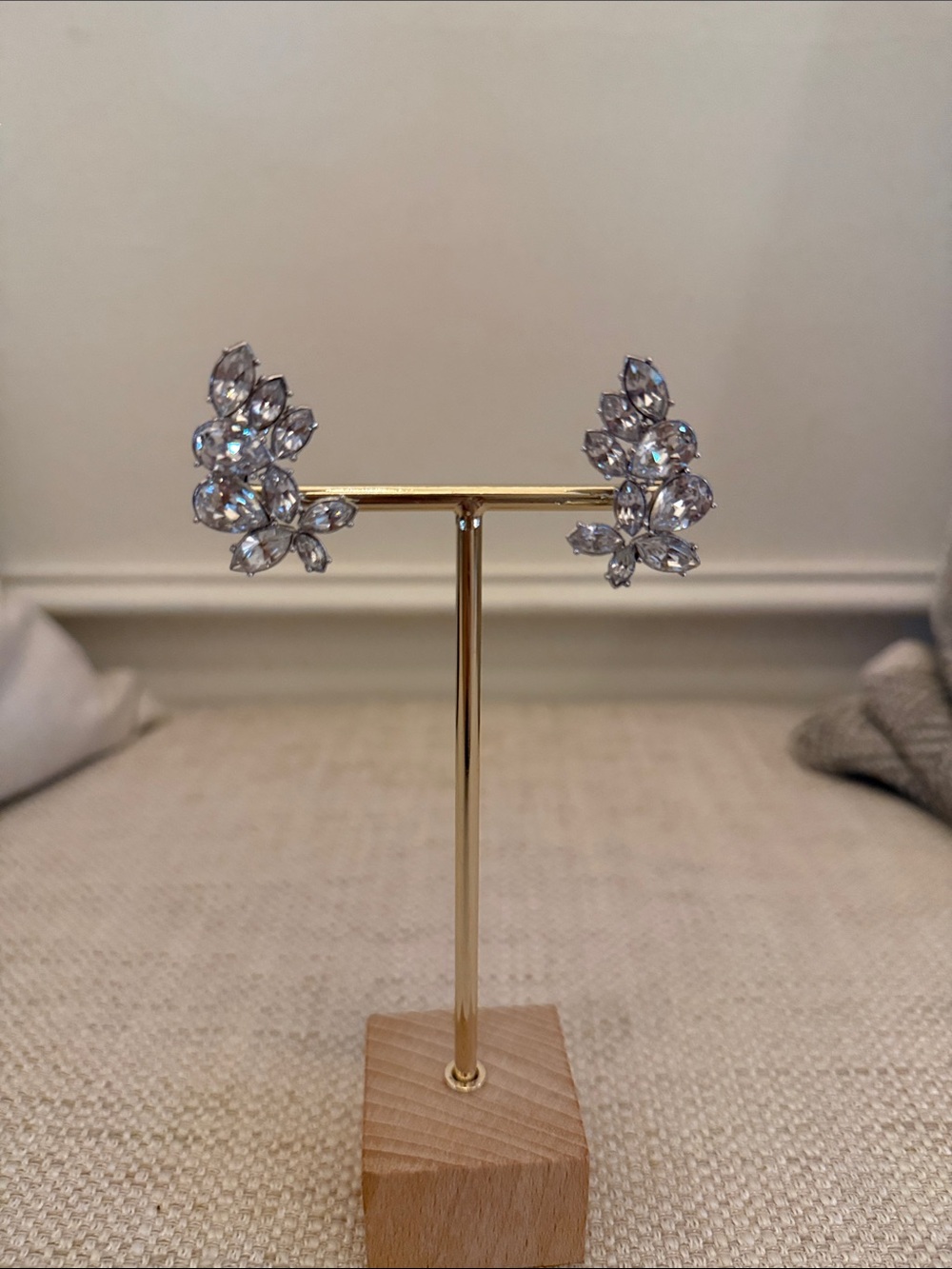 Givenchy Crystal Leaf Cluster Earrings - Silver-Tone